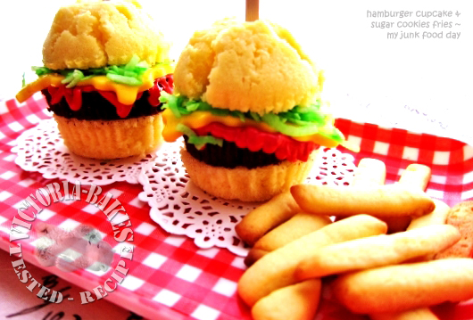 hamburger cupcake closeup